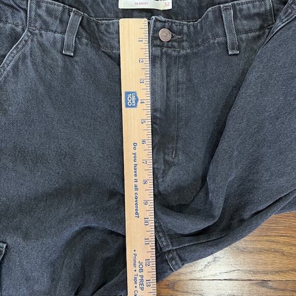 Levi's '94 Baggy Washed Black Denim Jeans Womens 34 Cargo Pockets Grunge Skater - Picture 7 of 9